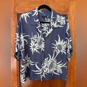 Rag & Bone Reed Floral Silk Blend Camp Shirt in size M